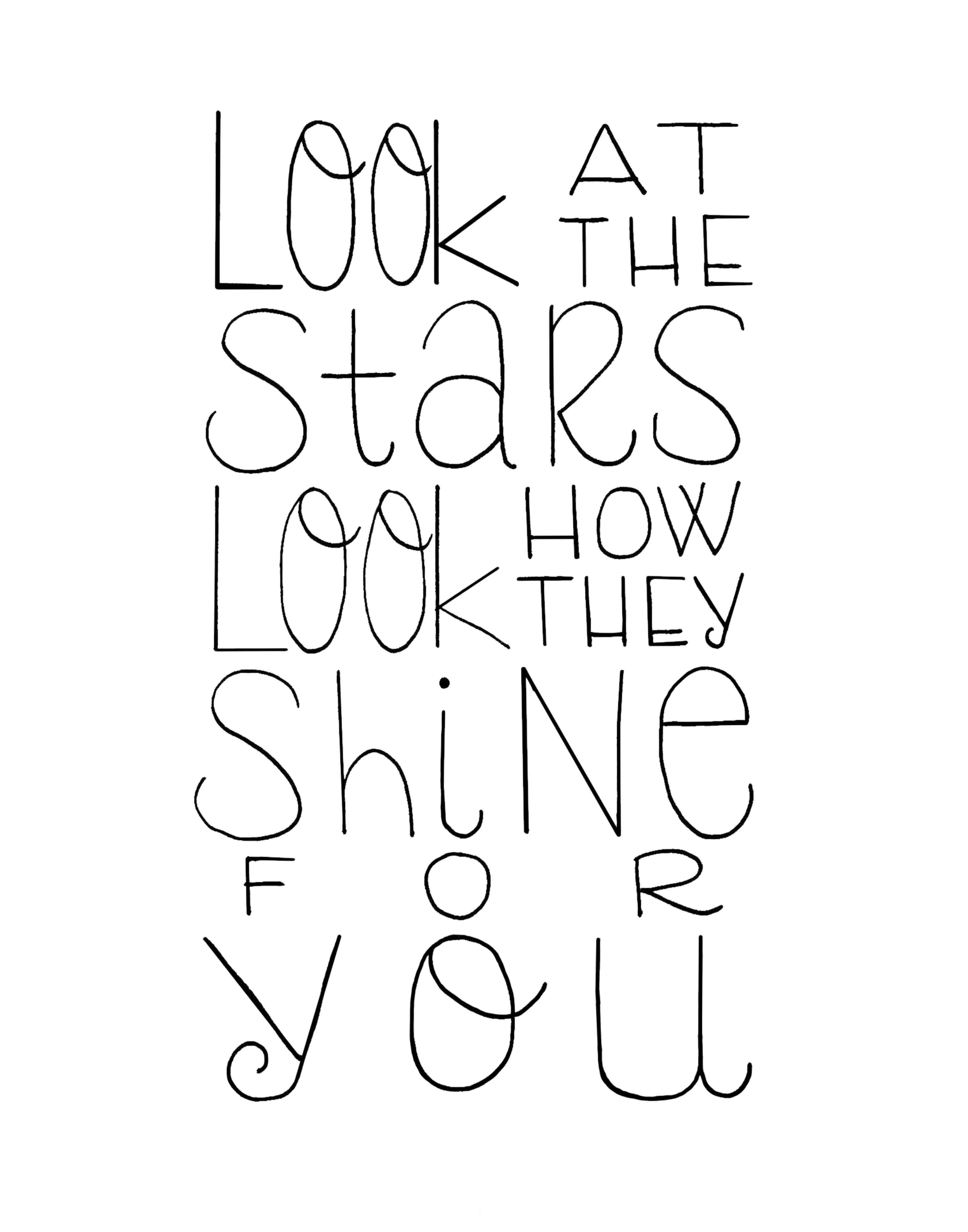Look at the Stars handlettered art piece