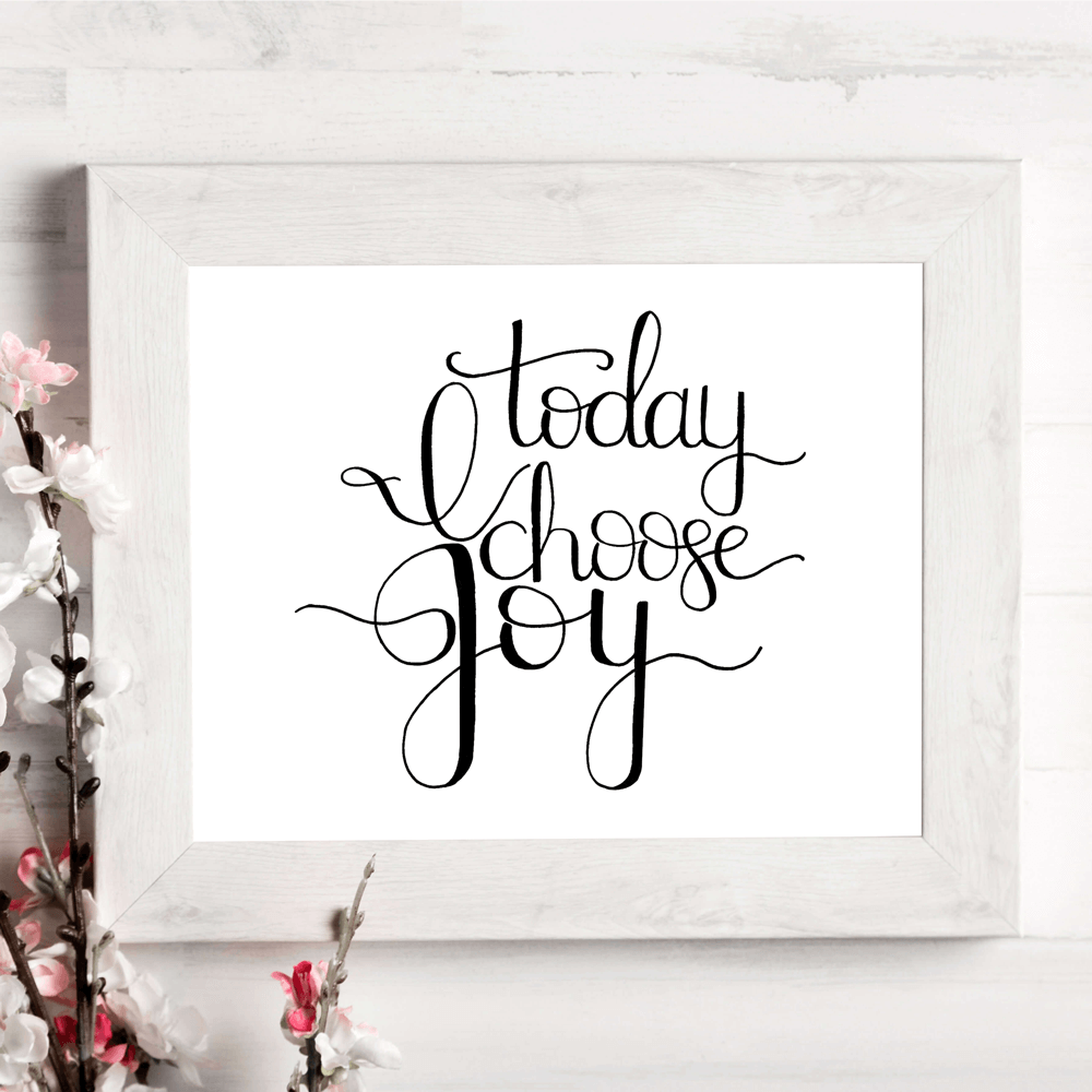 mockup of Today I choose joy hand lettered print