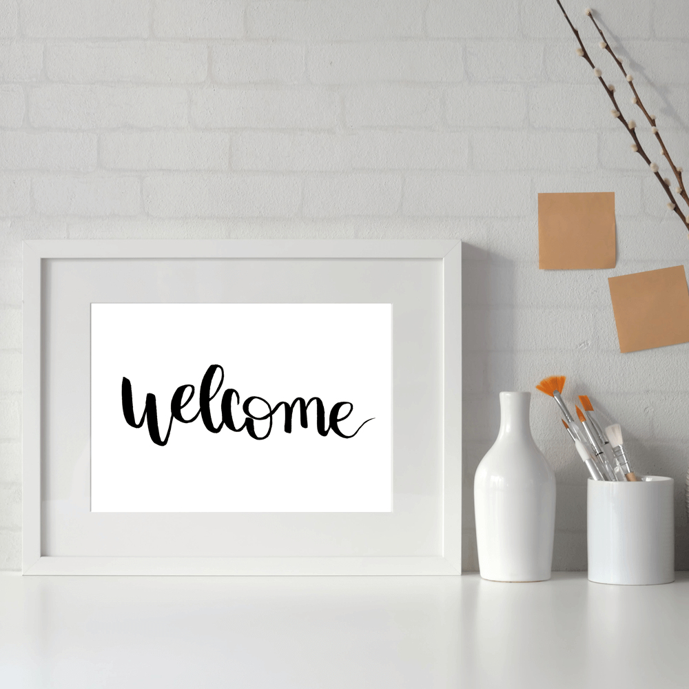 welcome hand-lettered print