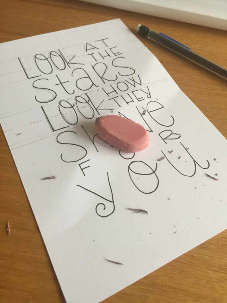 erasing straight lines for lettering