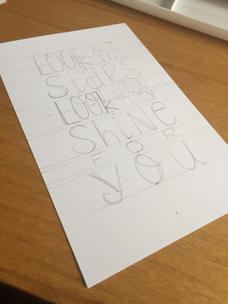 making straight lines for hand lettering